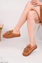 Fri̇nge Suede Leather Bow Detailed Casual Comfortable Closed-Front Women's Tassel Loafer Slippers - 6