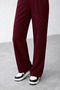 Women's Stoned Fabric High Waist Trousers with Lace-Up Waist