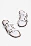 Women's Slippers with Double Straps and Gold Buckle Sara White - 3