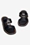 Women's Slippers with Double Straps and Gold Buckle Maral Black - 5