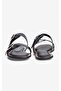 Women's Slippers with Double Straps and Gold Buckle Sara Black - 4