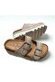 26Y221 Women's 36/41 Thick Sole Double-Strapped Stone Premium Slippers - 4