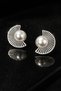 Pearl Detailed Silver Color Geometric Design Earrings Anti-Tarnish Coating Stylish Model - 6