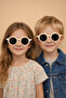 Dd805 Cream Beige Round Children's Sunglasses Unisex - with Storage Case Gift - 2