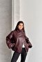 New Season Viral Zr Dik Collar Pattern Detailed Women's Leather Jacket - 2