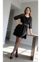Women's Belted Layered Chiffon Dress Long Sleeve Stylish Casual and Event Dress - 3
