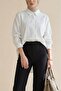 Long Backline Patterned Buttoned Loose Shirt -Ecru - 2