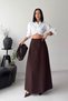 Women's Elastic Waist Flounce Long Skirt Brown 1063-78 - 4
