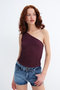 One Shoulder Textured Blouse A0522-E2