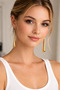 Gold Color Long Drop Earrings Non Tarnish Plated Stylish and Elegant Design - 7
