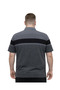 Men's Large Size Melange Black Polo Collar Short Sleeve Striped T-Shirt 3Xl-4Xl-5Xl-6Xl - 3