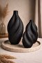 Modern Curved 3-Piece Decorative Vase Set – Ceramic-Look Matte Texture, Home Decor - 3