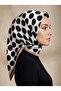 وشاح حريري - 9156D-82 - تيفيل - أسود، أبيض، منقط كبير