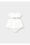 Baby Girl Belted Tulle Dress Panties Set White 1882 - 2