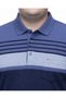 Men's Plus Size Melange Indigo Polo Collar Short Sleeve Striped T-Shirt 3Xl-4Xl-5Xl-6Xl - 3