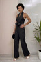 Front Tie Jumpsuit Dress - Black - 2