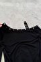 Black Strap Off-Shoulder Button Detailed 2K Long Sleeve Crop - 4