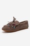 Evelyn Mink Suede Genuine Leather Tasseled Beaded Women's Loafer Shoes - 6