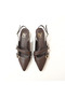Brown Leather Three-Buckle Women's Pointed Toe Ballerinas