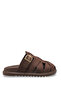 Bitter Brown Suede Women's Slippers with Orthopedic Sole and Gold Buckle - 4