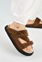 Elifi Women's Genuine Leather Velcro Slippers - 4