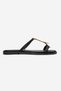 Tessa Black Genuine Leather Women's Flip Flops with Gold Buckle - 4