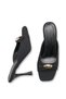 Black Heeled Women's Slippers with Gold Bow Detail