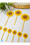 Sunflower Cake Decoration Set - Cupcake Toothpick - Günebakan Yellow-Brown Birthday Party Cake Decor - 7