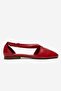 Fable Red Leather Genuine Leather Women's Ballerina Shoes with Open Sides - 4