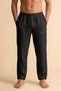 Black Wide Fit 100% Cotton Muslin Fabric Men's Trousers with Elastic Waist - Hajj Umrah Trousers