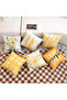 Set of 4 Yellow and White Modern Throw Pillow Covers Happy Home Text Patterned Decorative Pillow - 2