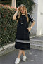 Women's Stripe Detailed Crew Neck Short Sleeve Summer Long Viscose Dress - 2
