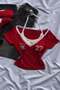 Red Racing 27 Number Additional Strap Y2K Short Sleeve Cropped