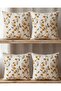 Beige Background Mimosa Patterned Punch Embroidery Look Digital Printed Throw Pillow Cover Set - 6