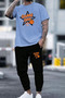 Game Day Print Bottom Top Tracksuit Set Oversize Crew Neck