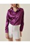 3964 Lightly Flowing Satin Shirt - Purple - 3