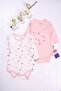 Heart Patterned Long Sleeve 2-Piece Baby Girl Body Set