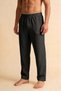 Black Wide Fit 100% Cotton Muslin Fabric Men's Trousers with Elastic Waist - Hajj Umrah Trousers - 4