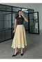 Women's Burgundy Flared Midi High Waist Midi Skirt Lyocell Fabric - 4