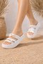 Women's Black Gold Accessory Orthopedic Sole Comfortable Daily Summer Slippers - 2