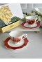 Porcelain Turkish Coffee Cup Set for 2 People 4 Pieces Botanica Orange - 3