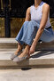 Cantiro Women's Silver Mesh Slingback Ballet Flats - 8