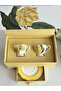 Porcelain Turkish Coffee Cup Set for 2 People 4 Pieces Botanica Yellow - 6