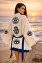 Handmade Muslin Kimono Shorts Set, Evil Eye, Hamsa Design, Oversize Fit, Breathable Cotton Summer - 6