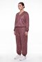 Women's Brown Summer Top and Bottom Set with Rubber Detail on the Cuffs and Zipper on the Front - 2