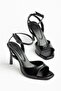Laura Cross-Strapped Black Shiny Leather Single-Strapped Women's Shoes - 2
