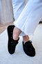 Ludwi Black Genuine Leather Loafer with Lace Detail - 4