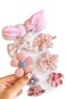 Girl and Baby Girl Pink Rabbit Floral Mixed Hair Clip Set Hair Accessory