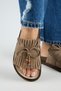 Yasmin Women's Genuine Leather Tasseled Bead Detailed Open-Front Mink Slippers - 5