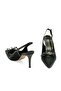 Outer Satin and Genuine Leather Heeled Shoes 504 Black Satin (Black Satin) - 5